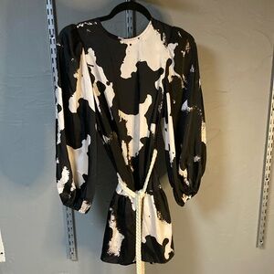 Black and White Patterned Women's Dress